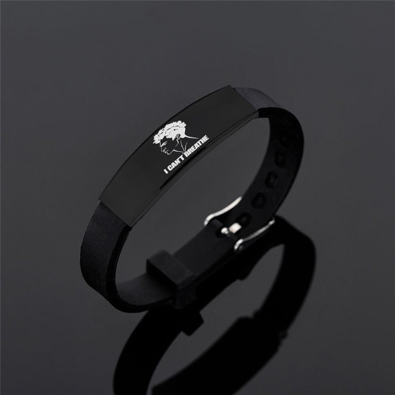 American Protest I Can't Breath Bracelets Black Stainless Steel Silicone Bracelets&Bangles Adjustable George Floyd