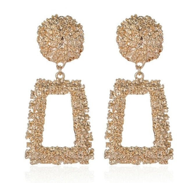 Big Vintage Earrings for Women Gold Silver Black Geometric Statement Earring 2019 Metal Earing Hanging Fashion Jewelry