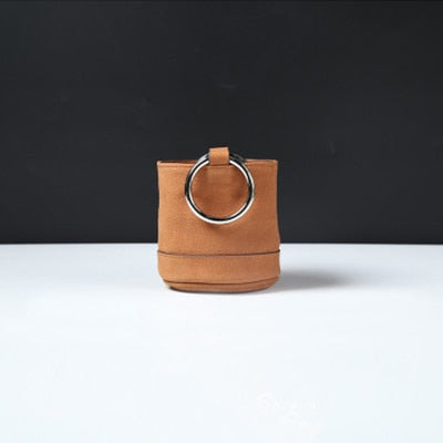 Luxury Handbags Women Bag Famous Metal Wood Handle HandBag Female Vintage Crossbody Bucket Bag