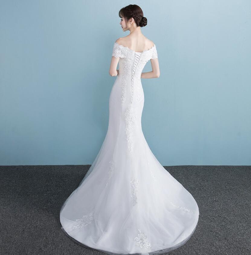 One-shoulder Wedding Dress Bride Married Slim Slimming Waist Fishtail Wedding Dress