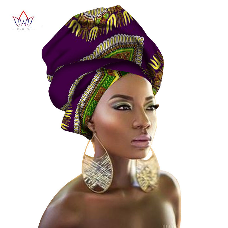 BRW Multi-color Israelite African Print Ankara Head wrap Tie Scarf High Quality Hair Accessories Gele Ipele African Bazin Rich Headwear
