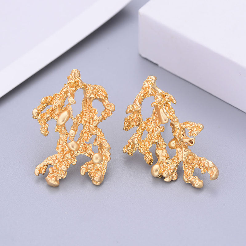 Fashion New Earrings Retro Personality Irregular Branch Earrings Geometric Three-Dimensional Earrings