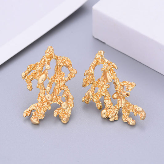 Fashion New Earrings Retro Personality Irregular Branch Earrings Geometric Three-Dimensional Earrings