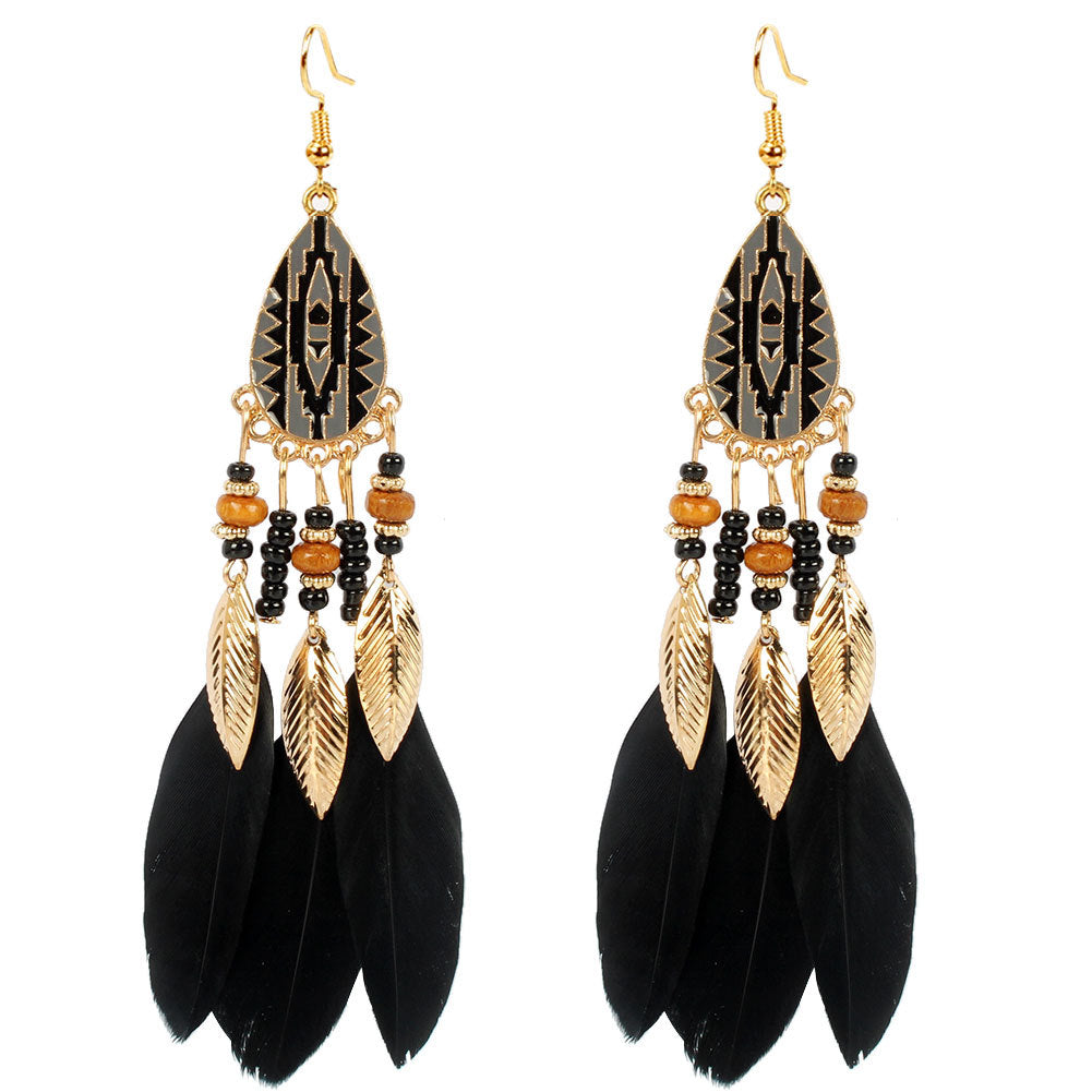 Exaggerated Earrings Retro Style Feather Earrings Jewelry Personality Bohemian Earrings