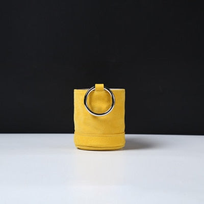 Luxury Handbags Women Bag Famous Metal Wood Handle HandBag Female Vintage Crossbody Bucket Bag
