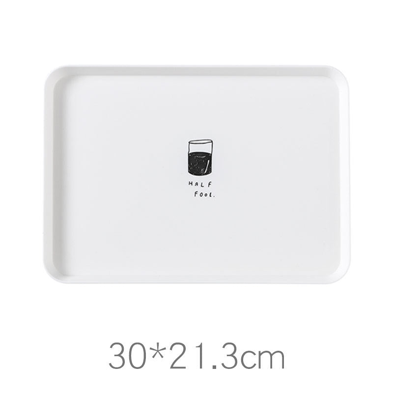 Nordic style rectangular plate household simple breakfast plate plastic tea plate dining plate desse