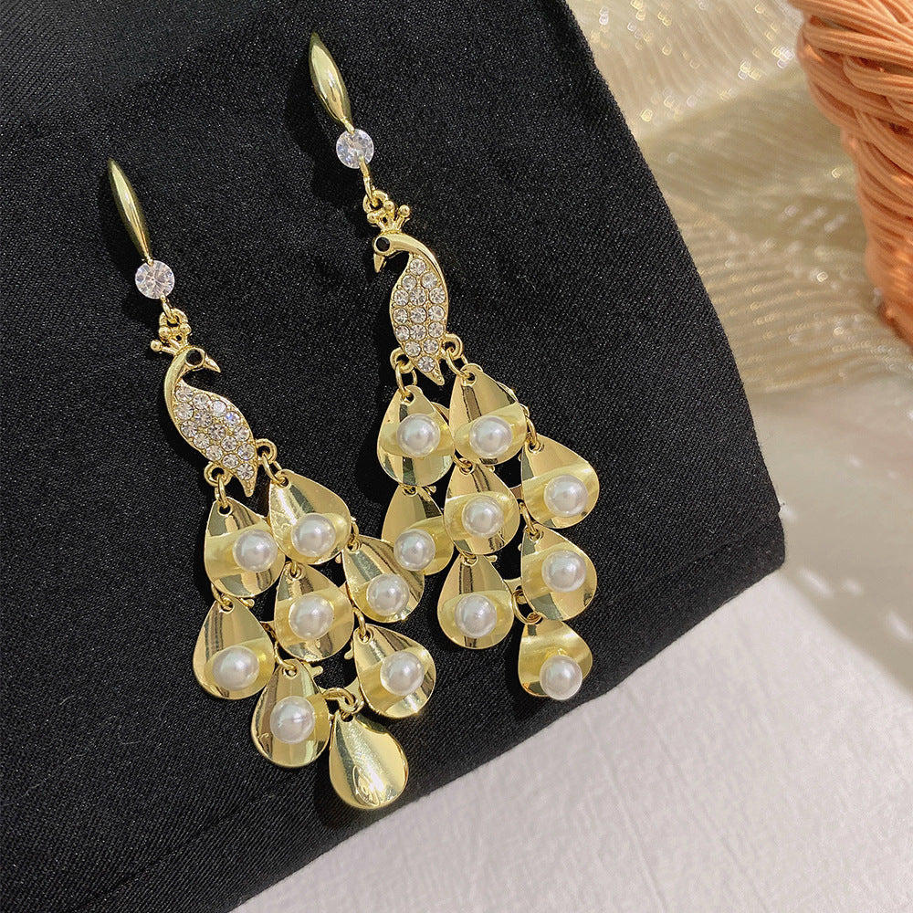 Korean Style Fashion Phoenix Super Fairy Exaggerated Earrings Wholesale High-End Temperament Long Earrings New Earrings