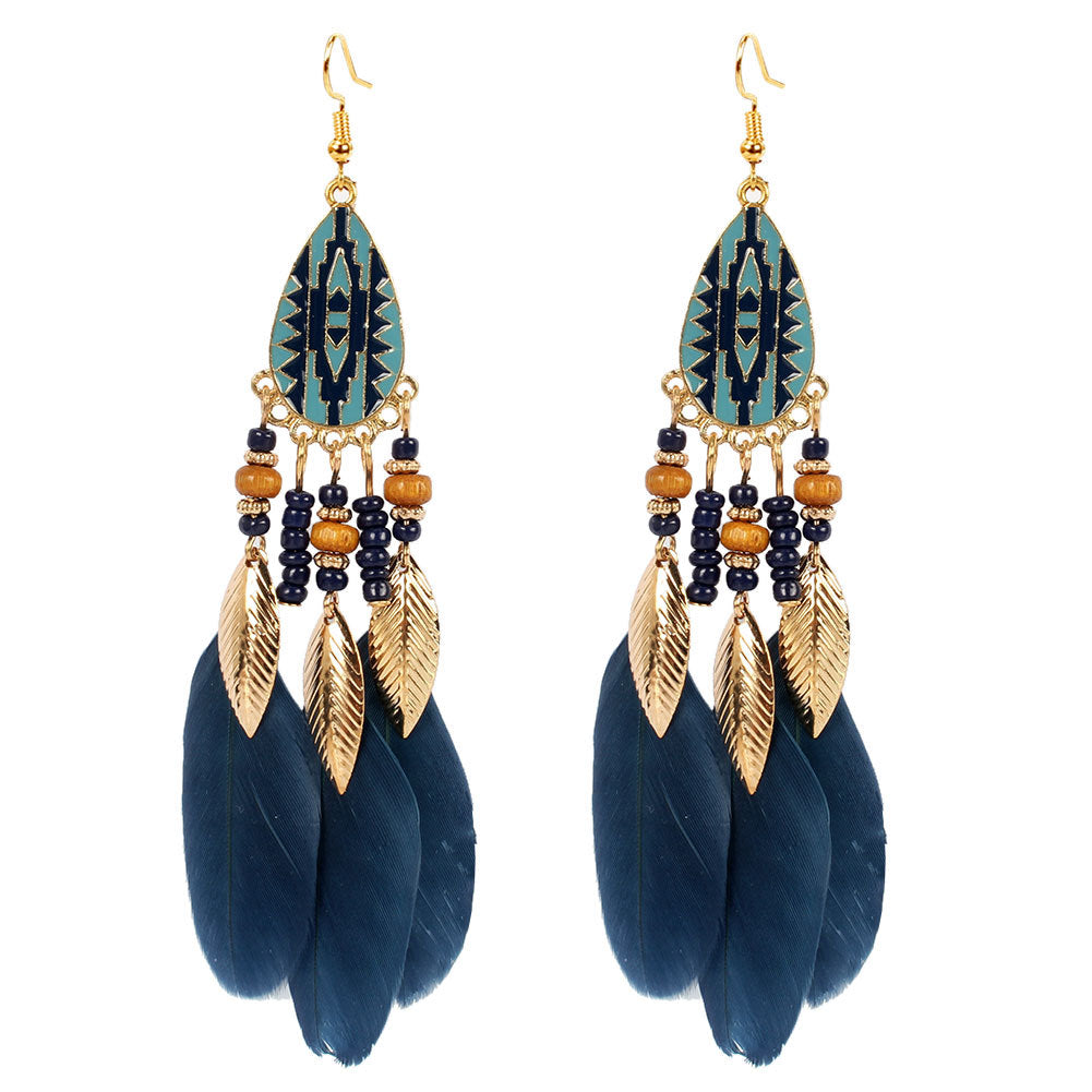 Exaggerated Earrings Retro Style Feather Earrings Jewelry Personality Bohemian Earrings