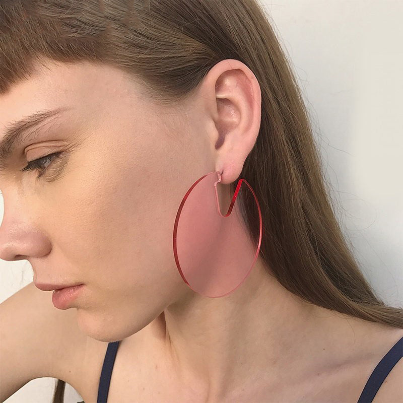 Fashion Acrylic Jewelry Custom Women Acryl Transparent Green Orange Big Stud Earrings Girl's Gift Round Large Earring