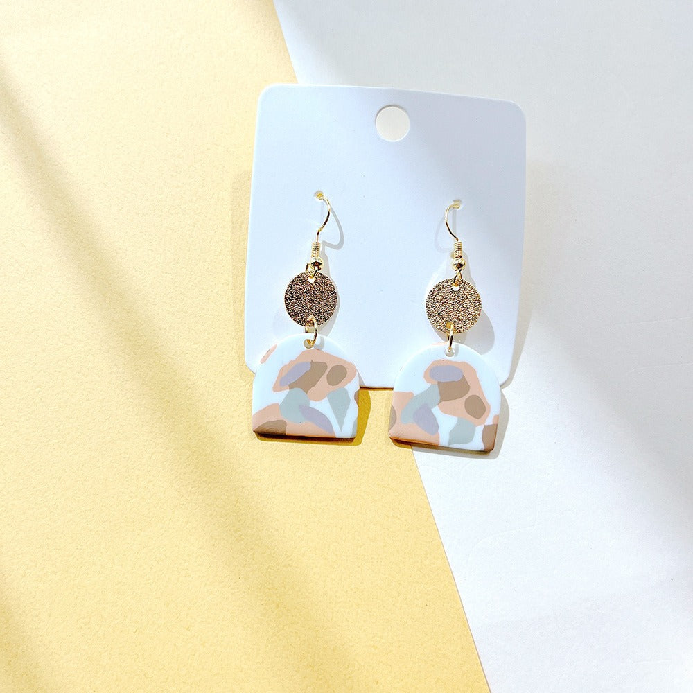 New Earrings, Milk Coffee, Soft and Gentle, Creative Geometric Camo Earrings, Female Earrings, Ins Style Earrings
