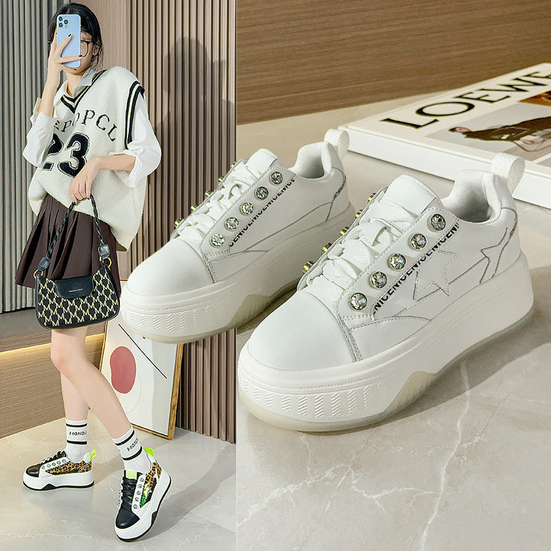 All-Match Leopard Print Casual Sports Shoes Women's Autumn Trendy Shoes Small White Shoes