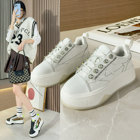 All-Match Leopard Print Casual Sports Shoes Women's Autumn Trendy Shoes Small White Shoes