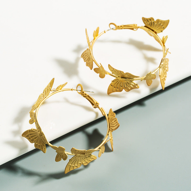 Earrings Fashion Gold Butterfly Earrings Ladies Asian Gold Earrings Korean Temperament Earrings
