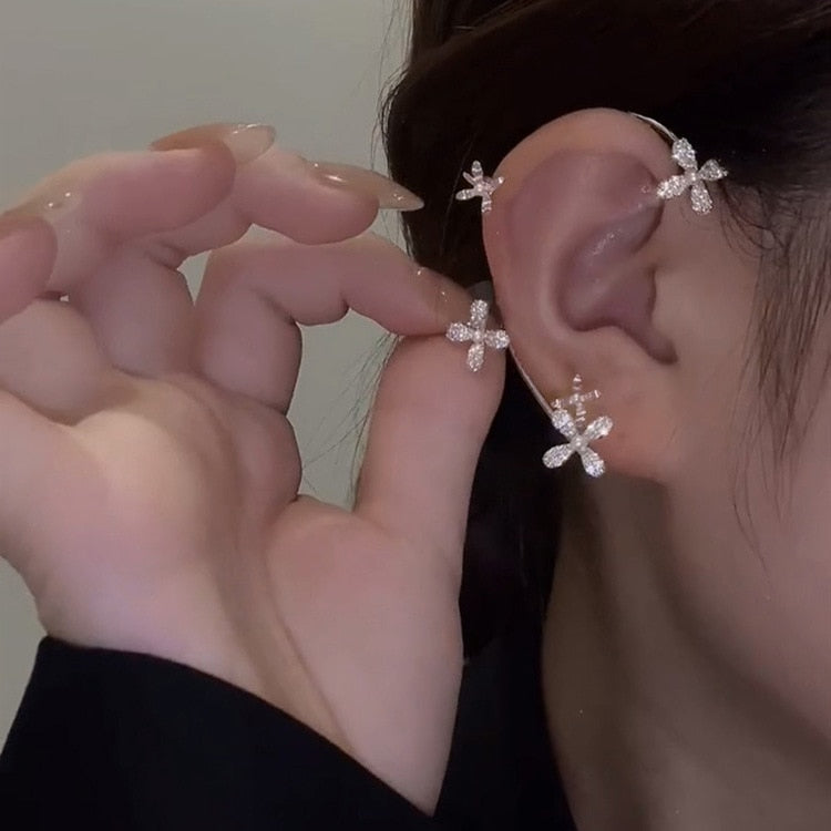 One Piece Korean Long Tassel Earrings Girls No Ear Piercing Full Pearl Big Clip Earrings For Women Gift Jewelry Ear Cuff
