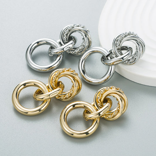 Fashion Personality Alloy Round Chain Earrings Female Trend Simple Earrings