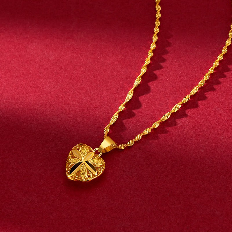 Brass Gold Plated Love Gold Necklace Imitation Gold Necklace Wedding Jewelry With Pendant Set Chain Ethnic Style