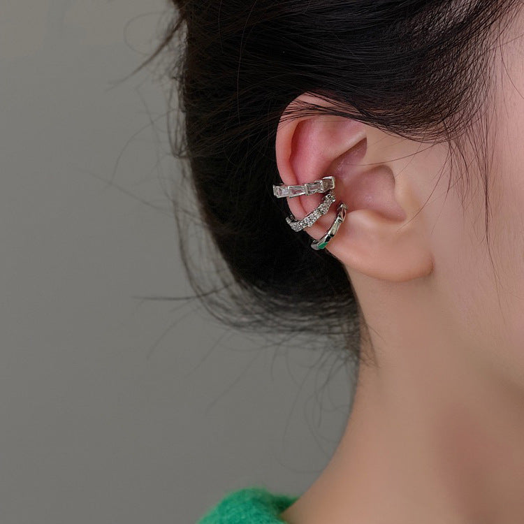 Zircon Metal Ear Clip Set Female Personality Simple And Versatile Temperament Without Pierced Earrings