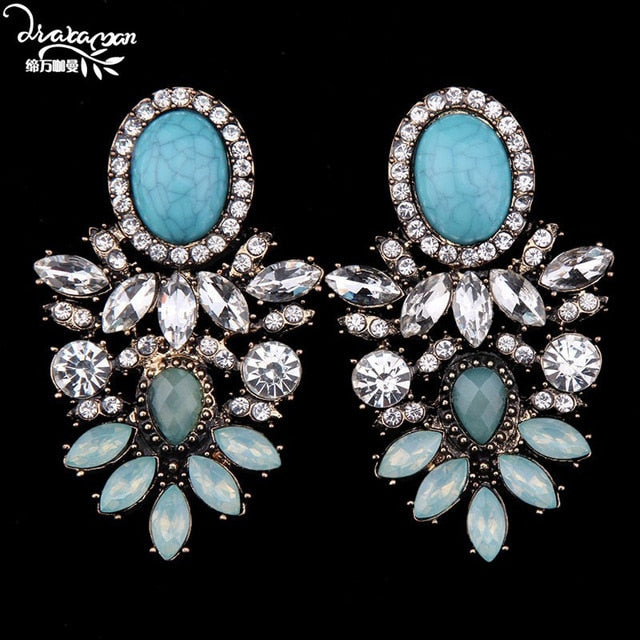Dvacaman Brand Trendy Big Crystal Statement Earrings Wedding Drop Earrings Women Party Hanging Earrings Jewelry Wholesale