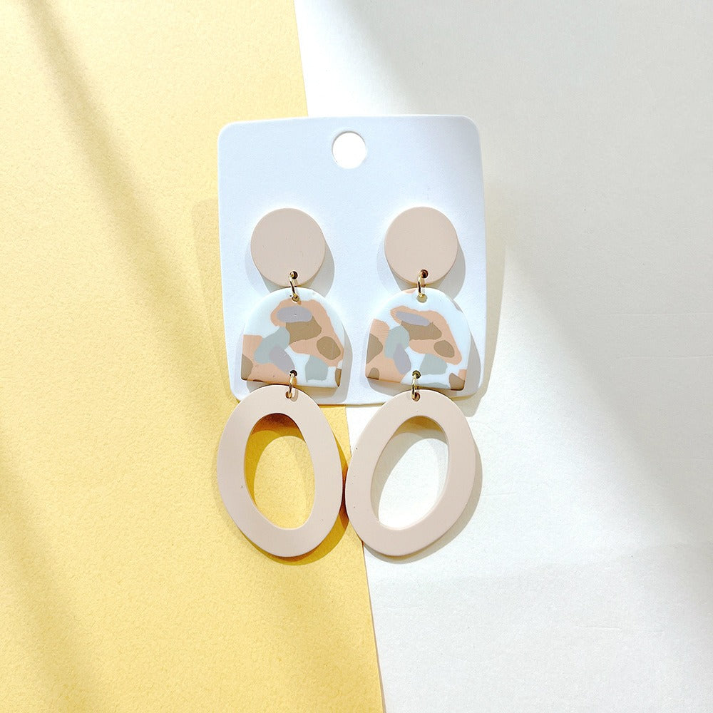 New Earrings, Milk Coffee, Soft and Gentle, Creative Geometric Camo Earrings, Female Earrings, Ins Style Earrings