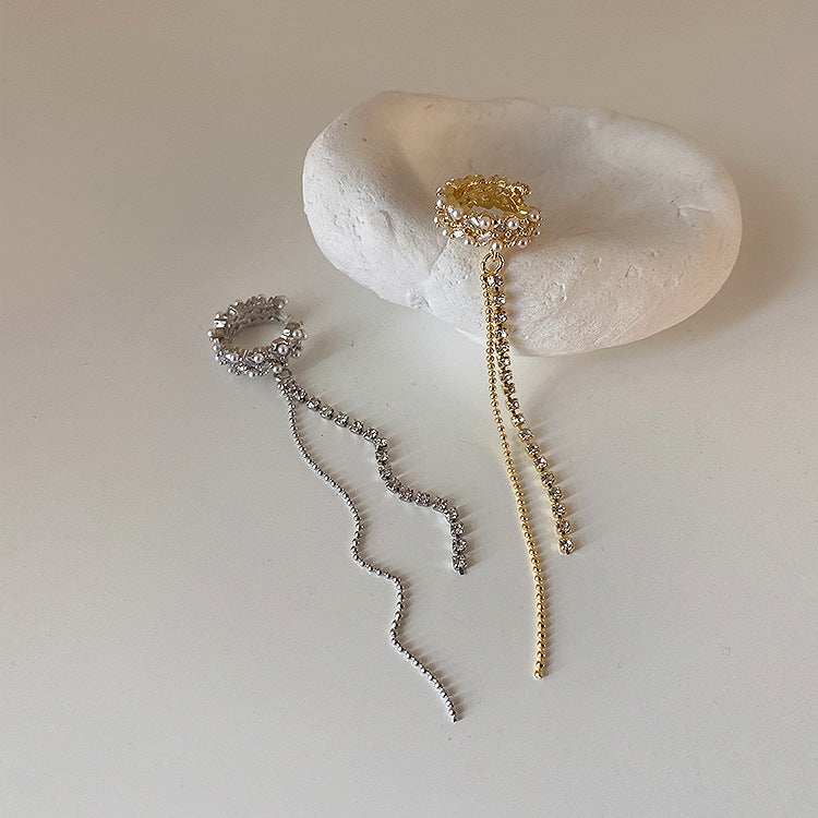 High Quality Pearl Chain Tassel Ear Bone Clip Female Personality Simple And Versatile Temperament No Ear Pierced Earrings