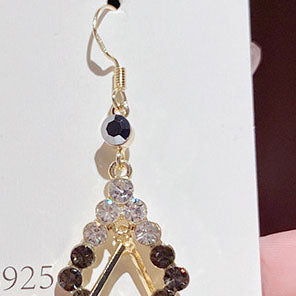 Fashion Retro Geometric Diamond Earrings Korean Personality Temperament Earrings Fashion Face Thin Earrings Women