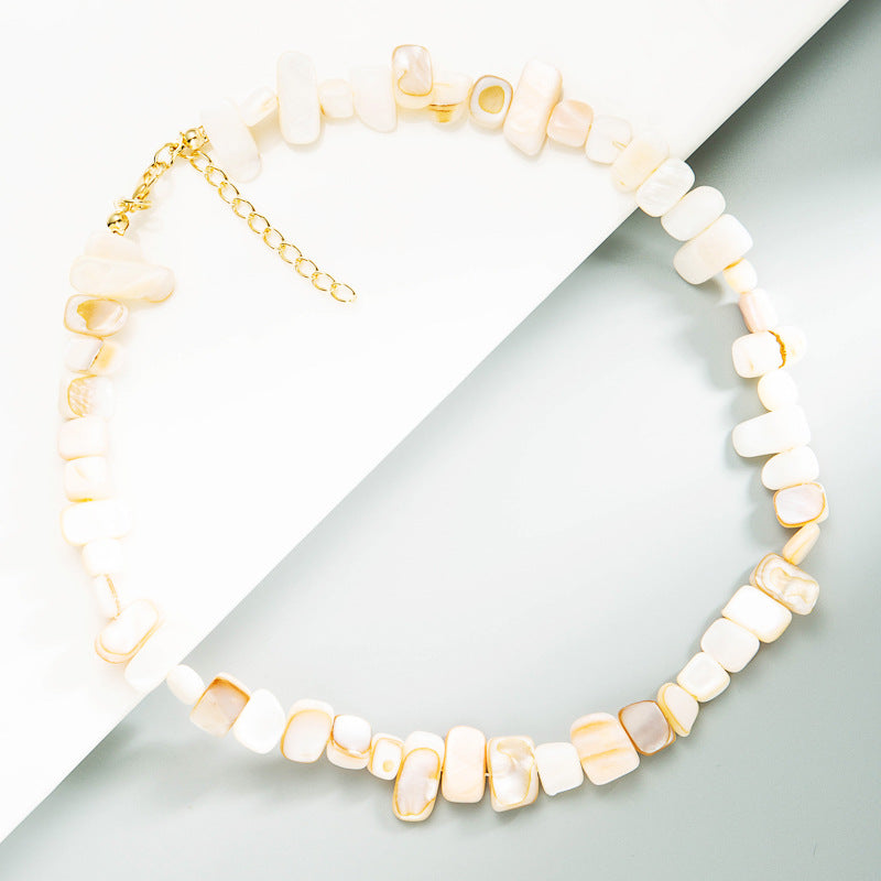 Retro Ethnic Style Personality Geometric Colorful Dyed Shell Hand-Beaded Necklace Necklace Accessories