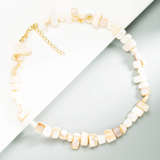 Retro Ethnic Style Personality Geometric Colorful Dyed Shell Hand-Beaded Necklace Necklace Accessories