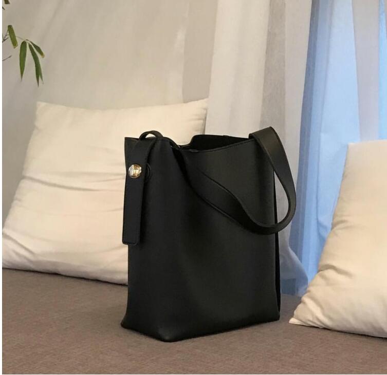 Fashion all-match bucket bag simple style pu leather one shoulder women's handbags female bag