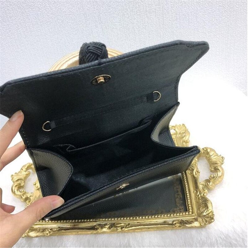 Vintage Tassel Handbag with Wooden Handle Women Black PU Leather Handbags Dinner Clutch Bag for Ladies Tote Bag