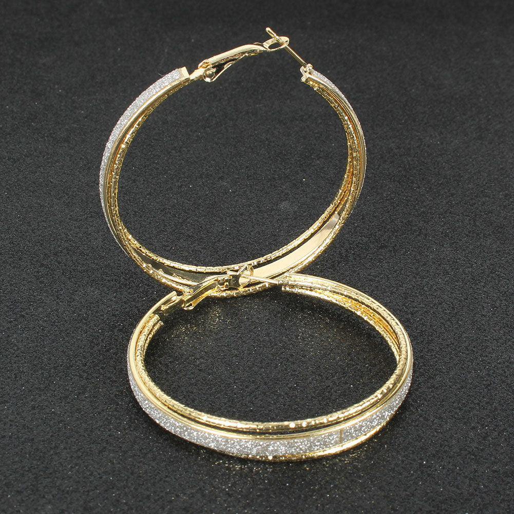 Jewelry Exaggerated Temperament Geometric Metal Frosted Earrings Fashion Earrings Women