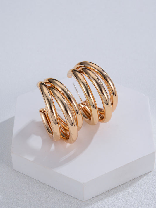 Simple Metallic Semicircle Female Earrings Retro Wild Earrings Temperament Earrings