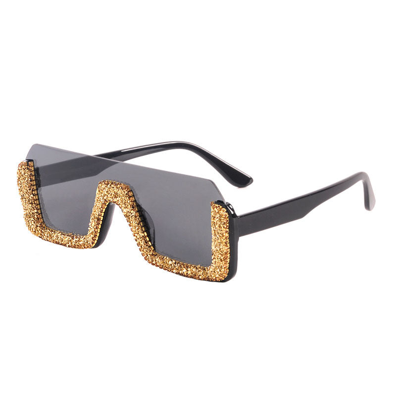 New Personality Trend Sunglasses Powder Style Diamond Square Rimless Glasses Luxury Retro Sunglasses