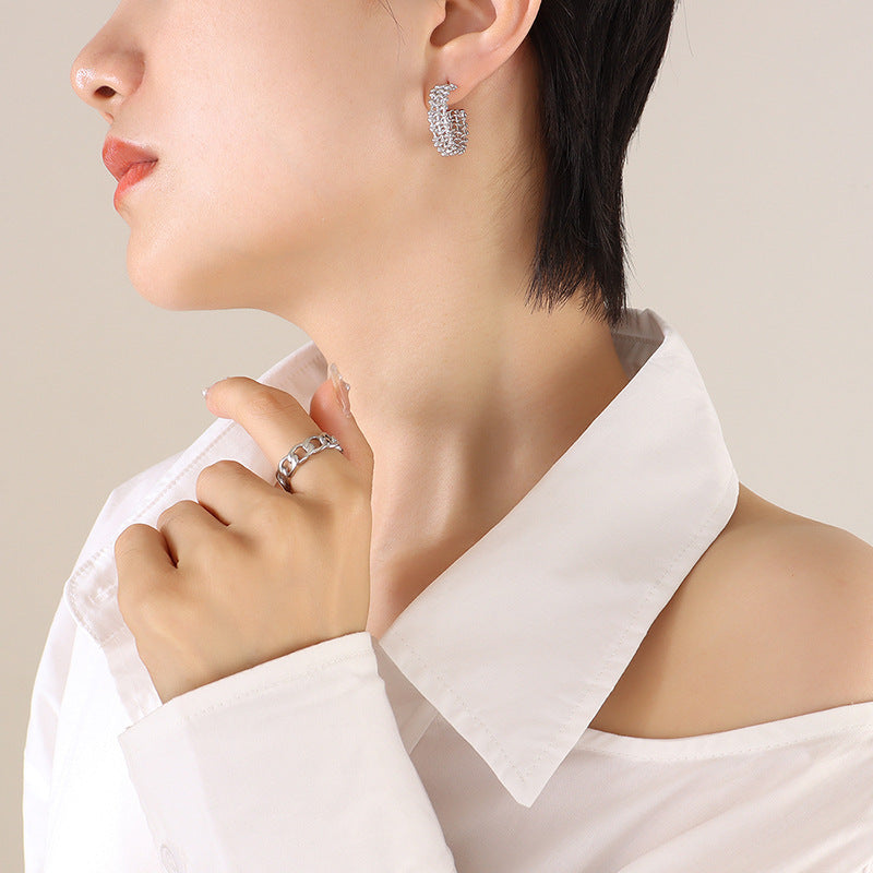 14k C Braided Earrings