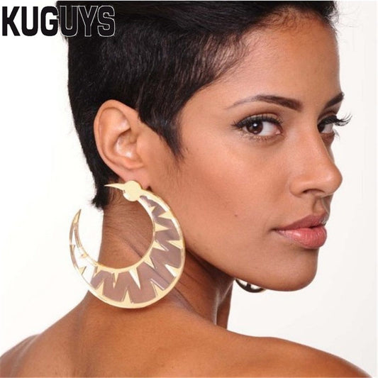 Hyperbole Moon Large Earrings for Women Fashion Oorbellen Womans Pendientes Acrylic Gold Crescent Stud Earring Brincos