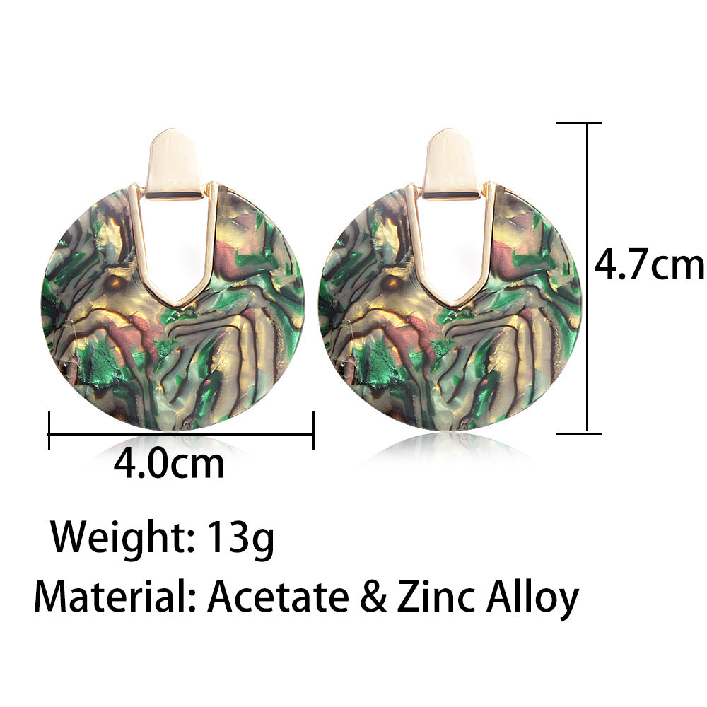 Retro Creative Painted Earrings Literature And Art Harajuku Graffiti Acetic Acid Earrings Female Geometric Acrylic Round Earrings
