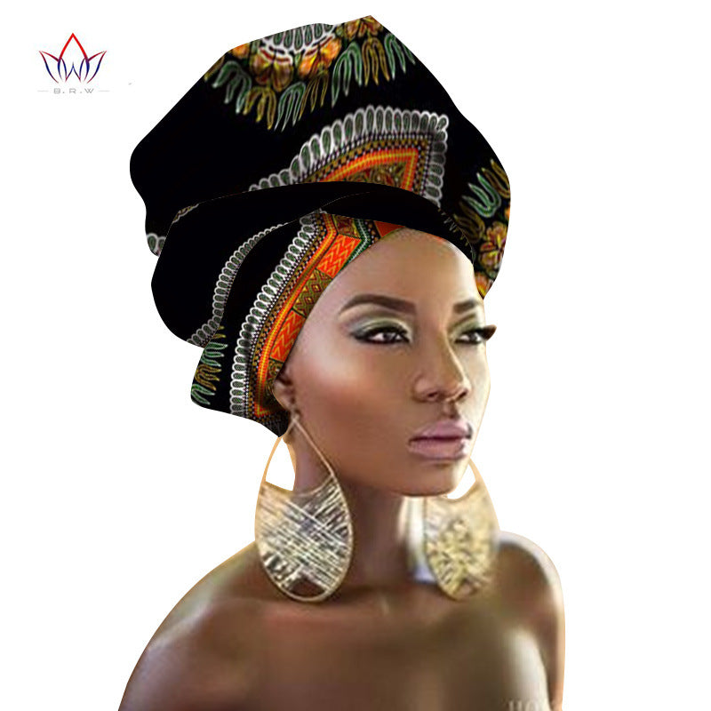 BRW Multi-color Israelite African Print Ankara Head wrap Tie Scarf High Quality Hair Accessories Gele Ipele African Bazin Rich Headwear