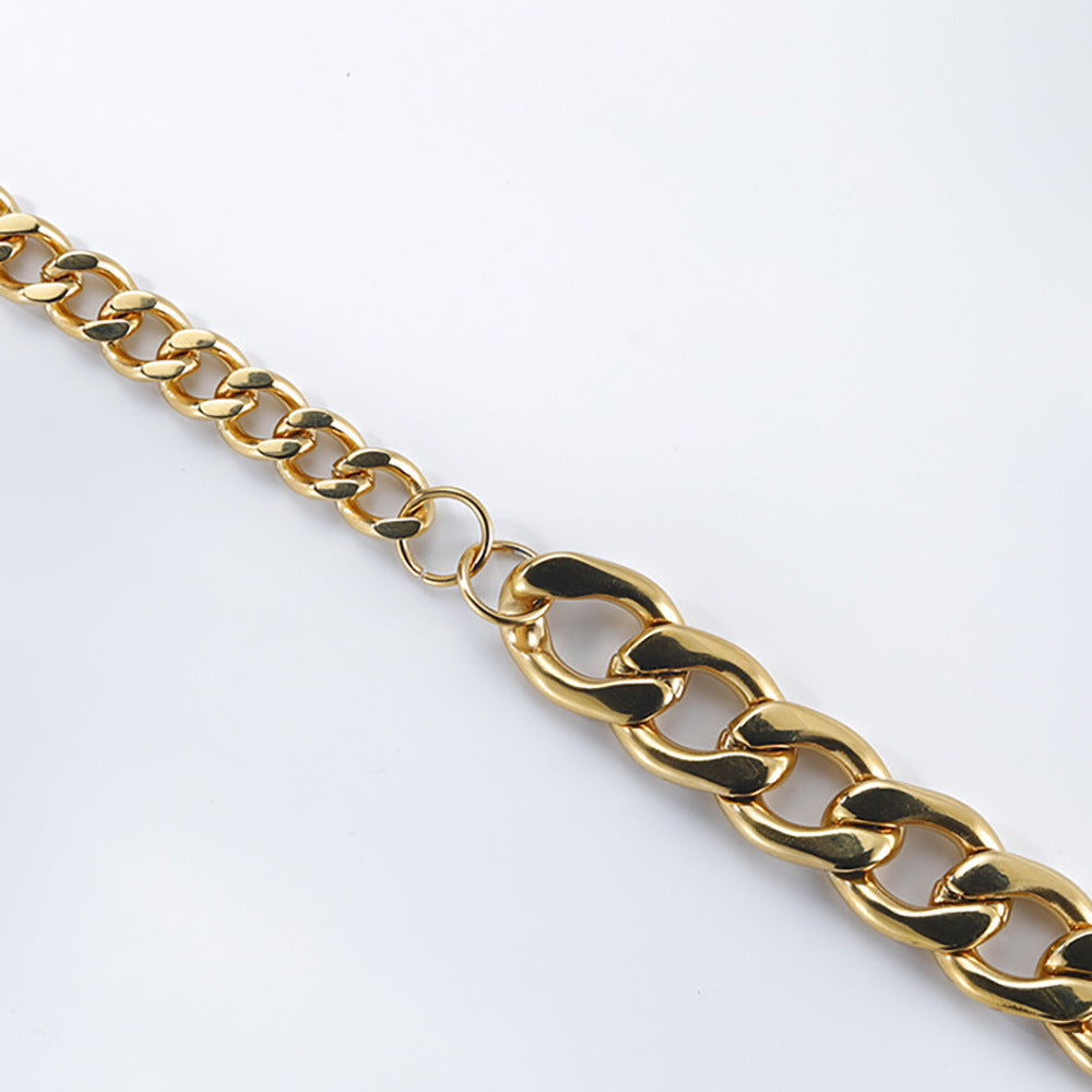 New Men's Titanium Steel Bracelet Exaggerated Thick Chain Grinding Chain K Gold Jewelry