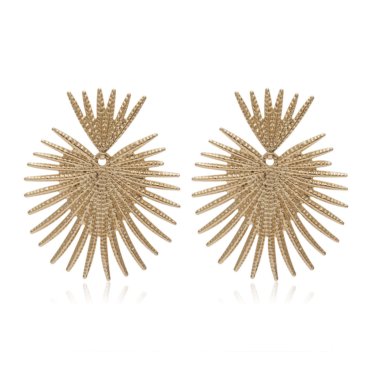 Retro temperament heart-shaped earrings female personality simple fan shaped exaggerated tassel geometric earrings