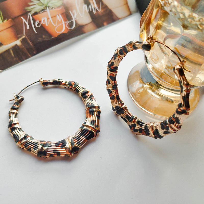 Leopard Temperament Simple Large Stud Earrings Personality Versatile Trend Women's Earrings