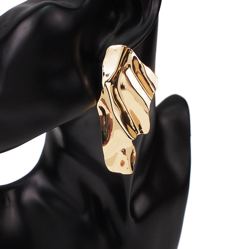 Fashion Metal Iron Sheet Geometric Stud Earrings Women Irregular Metal Sequin Earrings