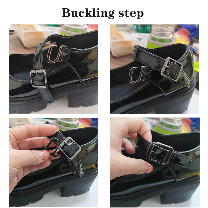 Rimocy New Black High Heels Shoes Women Pumps Fashion Patent Leather Platform Shoes Woman Round Toe Mary Jane Shoes Mujer