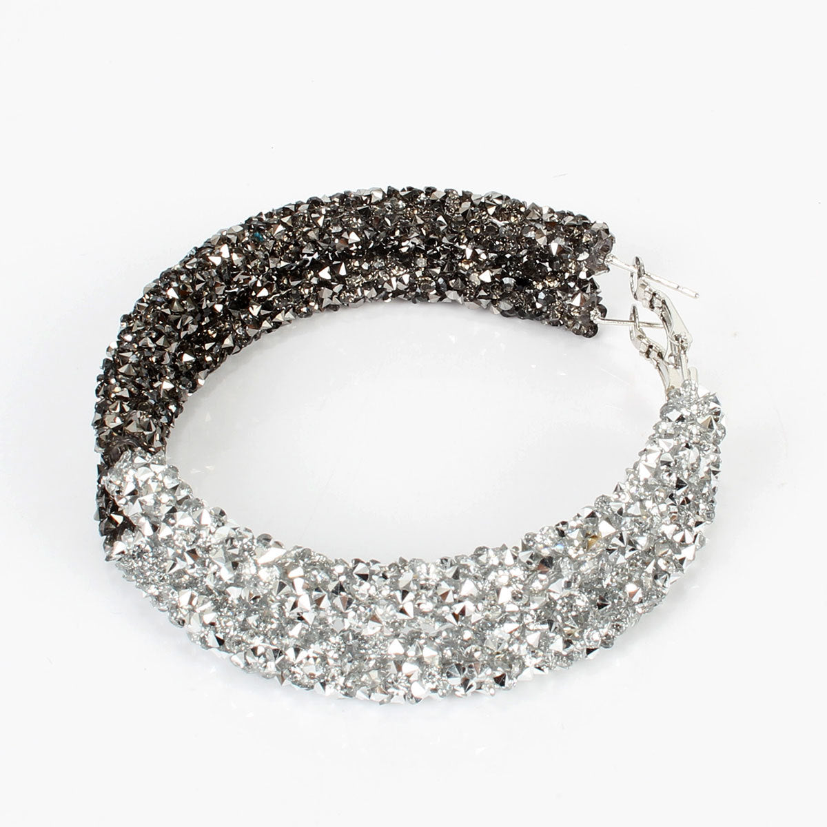 Korean Fashion Earrings Female Exaggerated Large Circle Micro Diamond Two Color Mix And Match Earrings Hoop Earrings