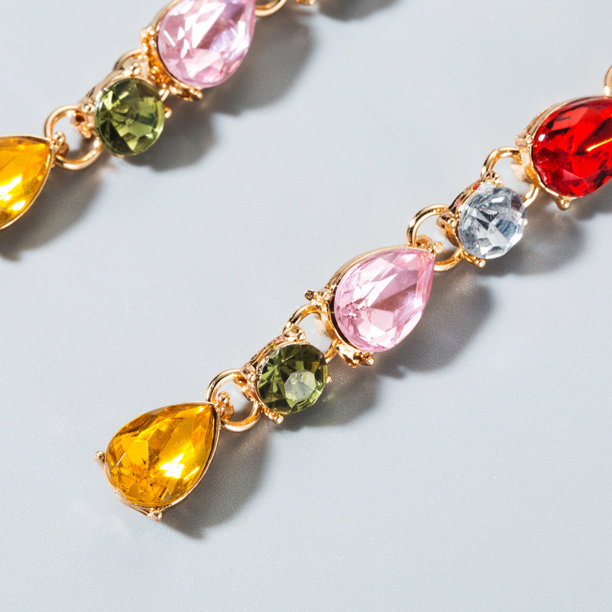 New Fashion Long Colored Diamond Earrings For Women Exaggerated Pearl Flower Earrings Creative Alloy Earrings