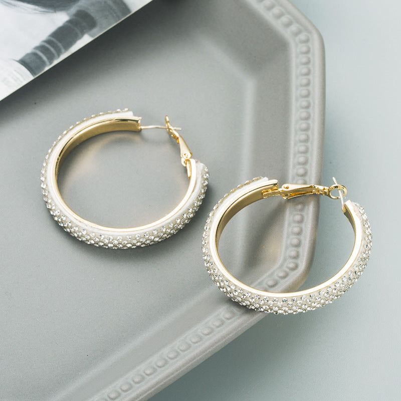 New C-Shaped Large Circle Metal Diamond Earrings Women's Fashion Temperament Net Red Korean Version Earrings