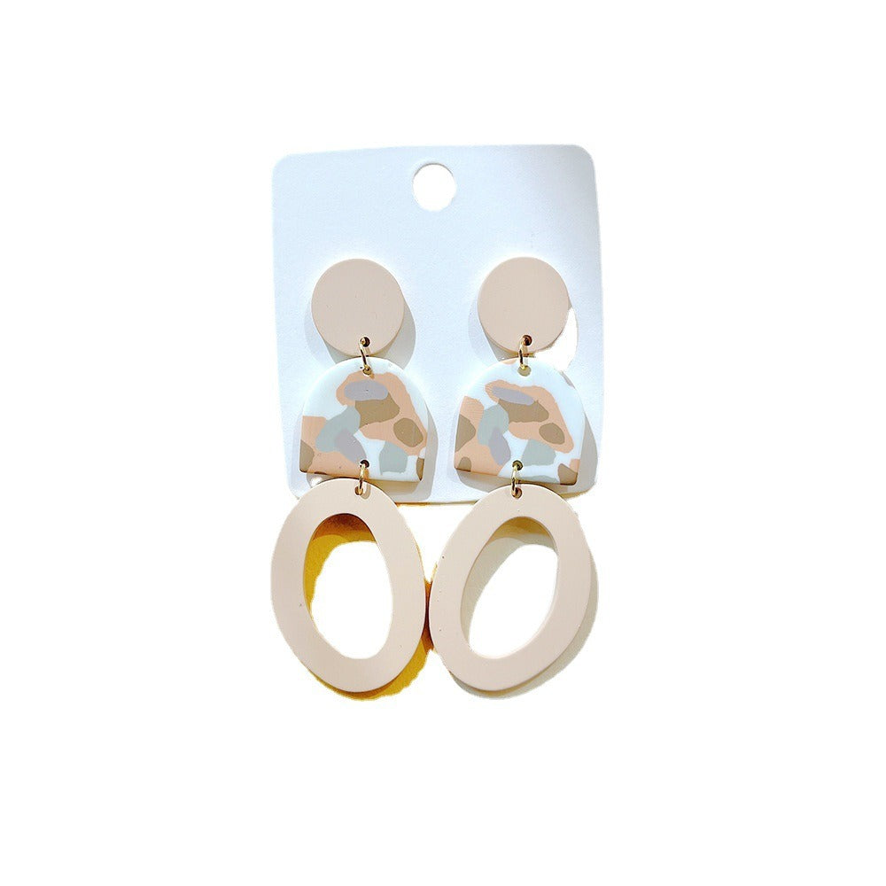 New Earrings, Milk Coffee, Soft and Gentle, Creative Geometric Camo Earrings, Female Earrings, Ins Style Earrings