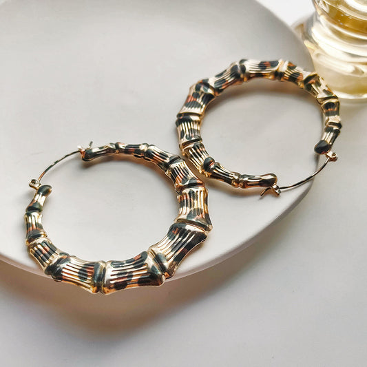 Leopard Temperament Simple Large Stud Earrings Personality Versatile Trend Women's Earrings