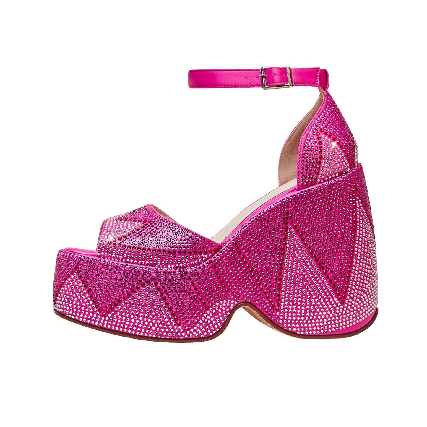 Summer Women Platform Crystal Sandals Open Toe Chunky High Heels Ankle Wrap Sandals