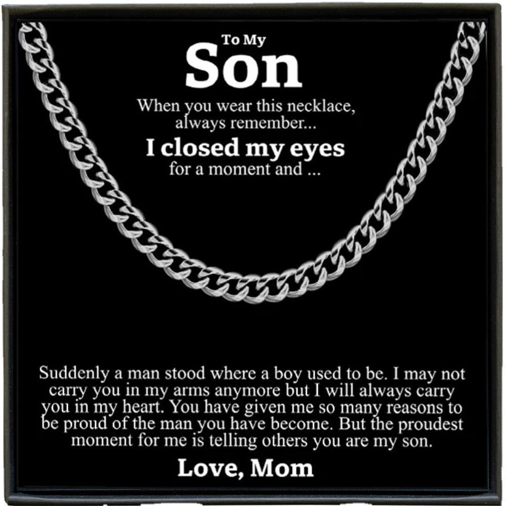 Men's titanium steel Cuban chain round polished hip-hop trendy jewelry