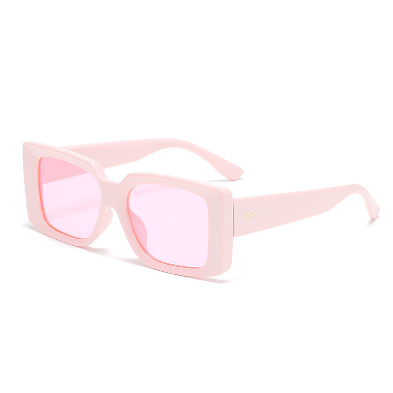 New Retro Square Sunglasses Men And Women Trend Street Shooting Rice Nails Sunglasses Candy-Colored Sunglasses