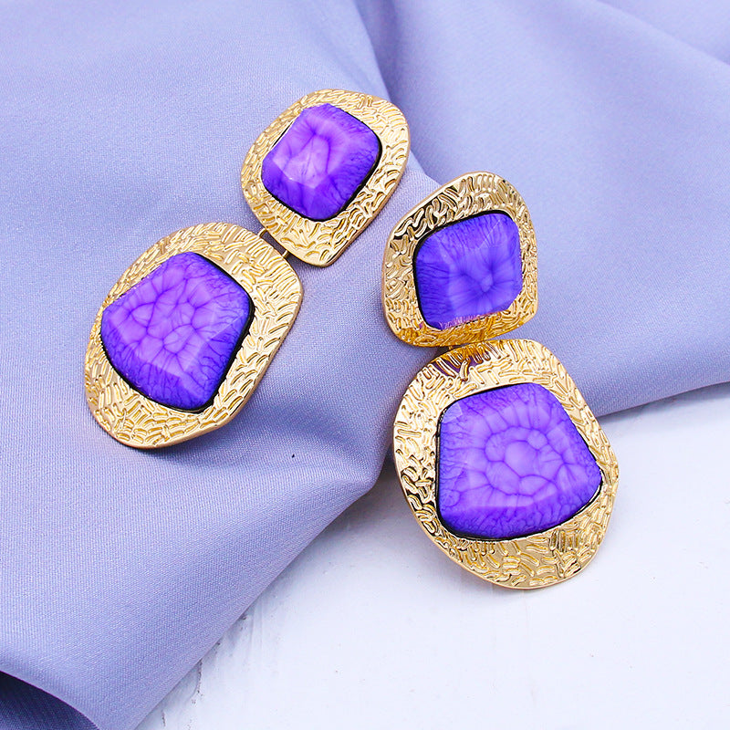 Irregular Cracked Gem Earrings Exaggerate Geometry Shaped Earrings